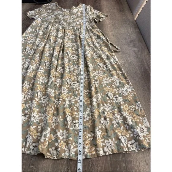 Oh! Mamma 90s green & beige floral maxi dress - Picture 7 of 7